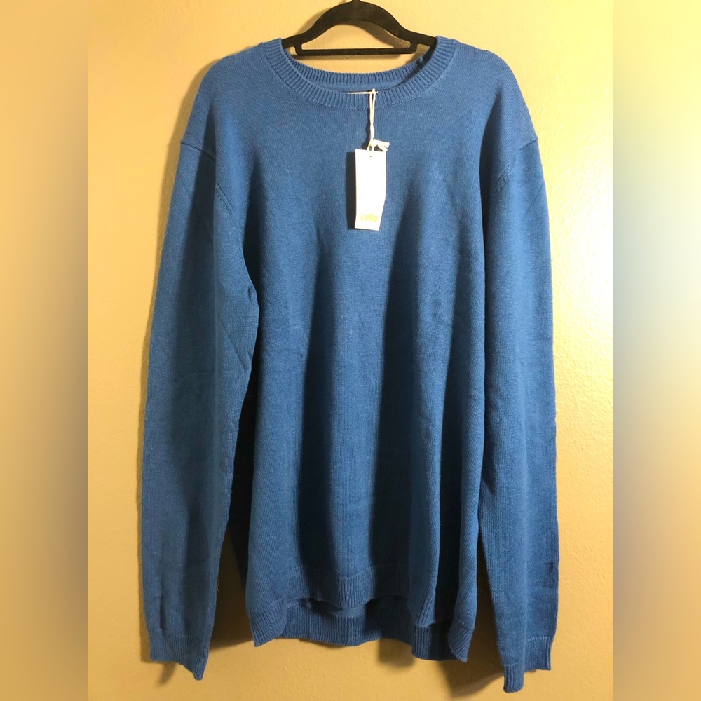 Mens Lello Crewneck Pullover Sweater Organic Cotton Lightweight BLUE XXL NWT